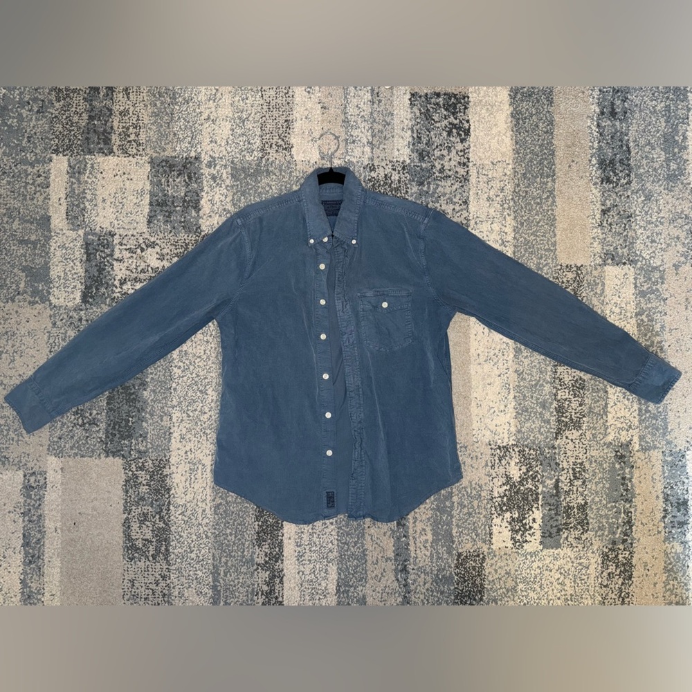 Abercrombie & Fitch Blue Corduroy Casual Button Down Shirt